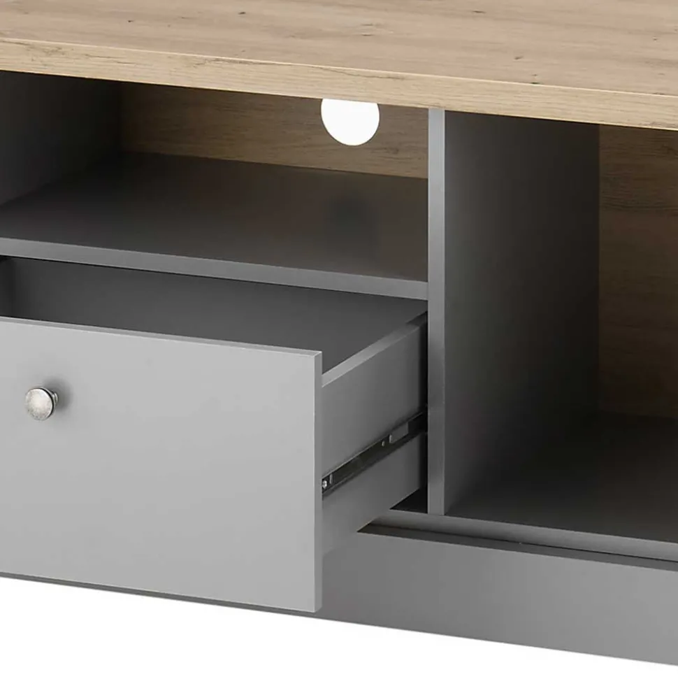 Modern Country TV Board in Lichtgrau & Eiche - Buleta