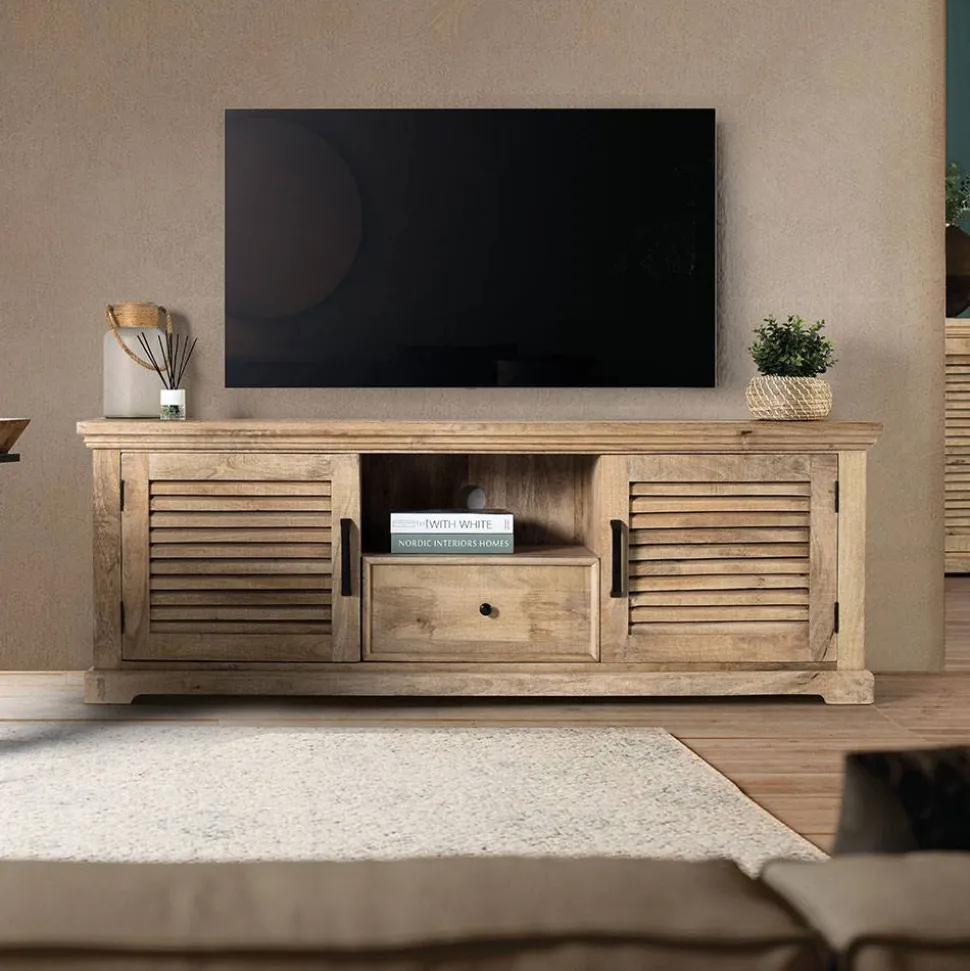 Modern Country TV Board mit Lamellentüren - Muray