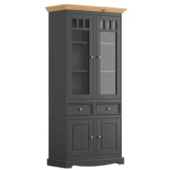 Modern Country Vitrinenschrank in Grau & Kiefer - Eromsia