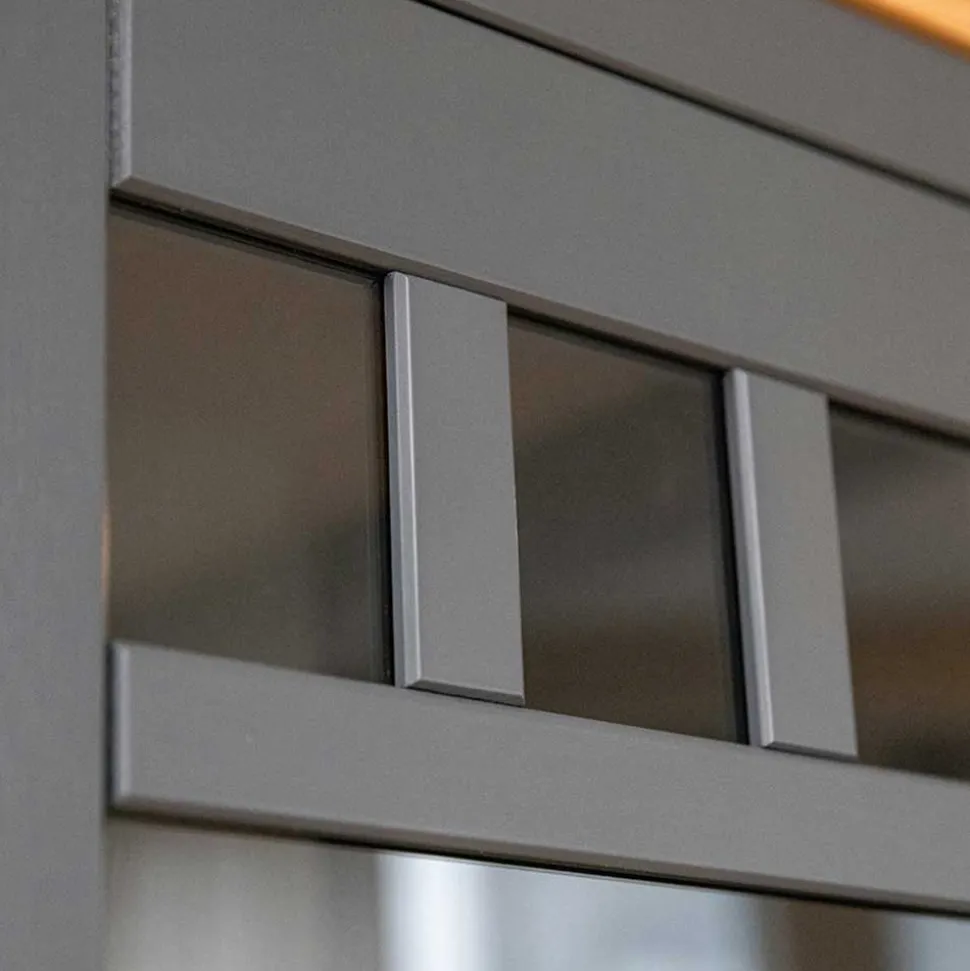 Modern Country Vitrinenschrank in Grau & Kiefer - Eromsia