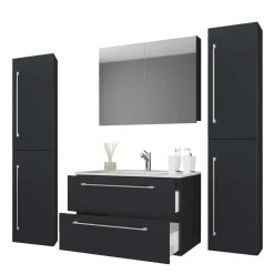 Moderne Badezimmermöbel in Schwarz - Gloriella (vierteilig)
