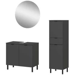 Moderne Badmöbel Kombi in Grau - Quado (dreiteilig)