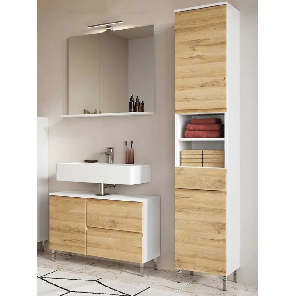 Moderne Badmöbel zweifarbig - Aspariavo (dreiteilig)