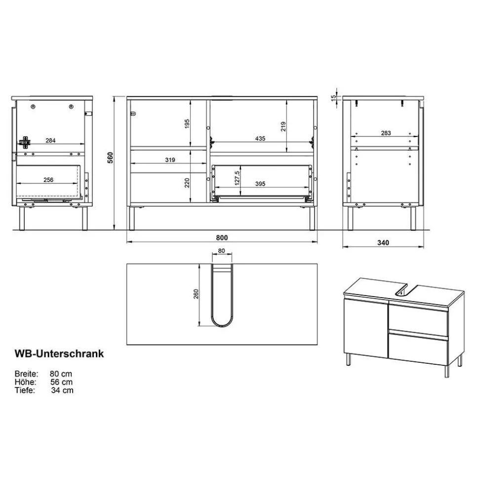 Moderne Badmöbel zweifarbig - Aspariavo (dreiteilig)