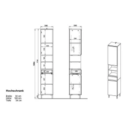 Moderne Badmöbel zweifarbig - Aspariavo (dreiteilig)