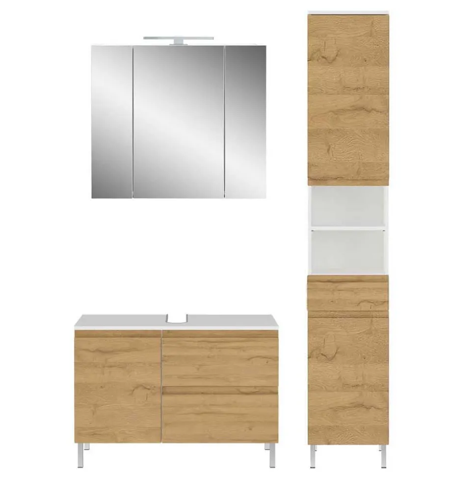 Moderne Badmöbel zweifarbig - Aspariavo (dreiteilig)