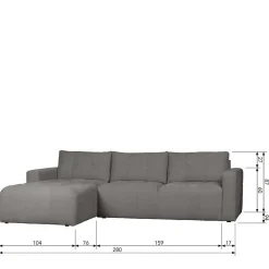 Moderne Couchecke in Grau Stoffbezug - Janilea
