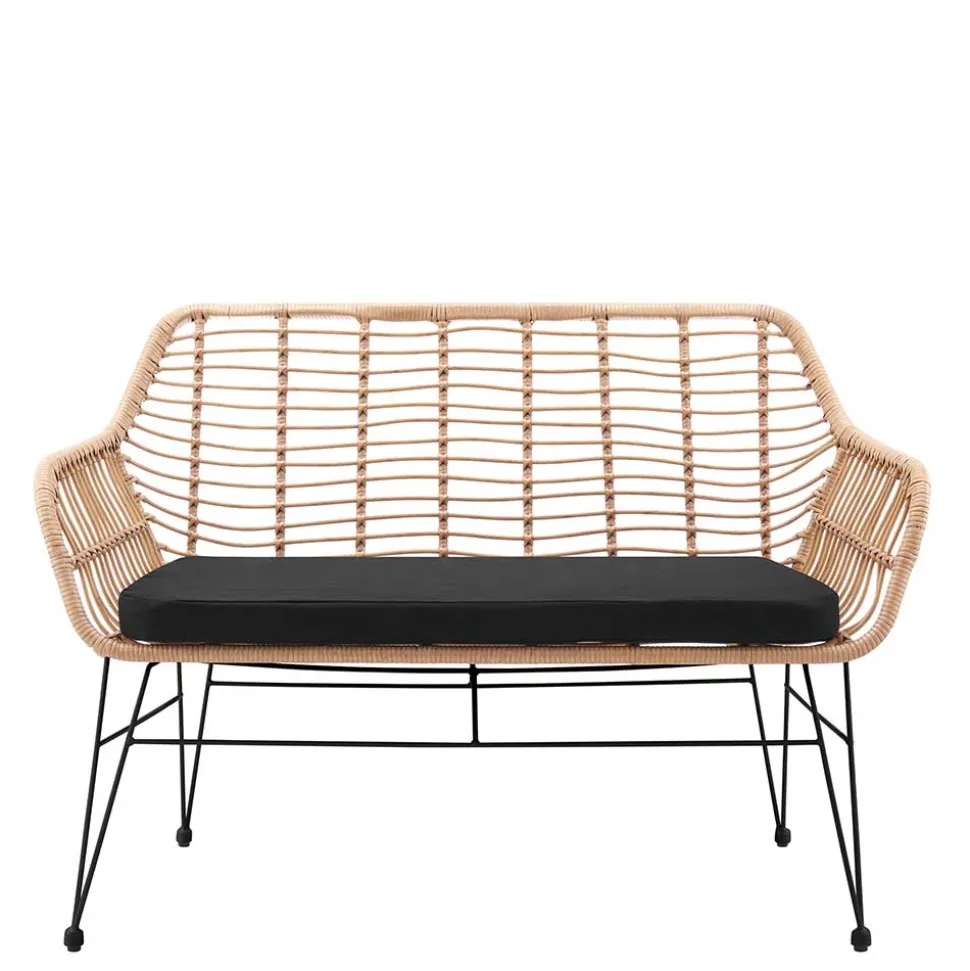 Moderne Geflechtbank aus Kunstrattan & Metall - Prismo