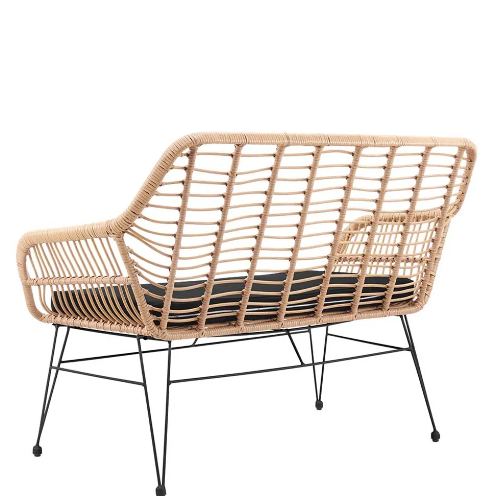 Moderne Geflechtbank aus Kunstrattan & Metall - Prismo