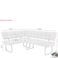Moderne Microfaser Eckbank mit Bügelgestell - Elfetes