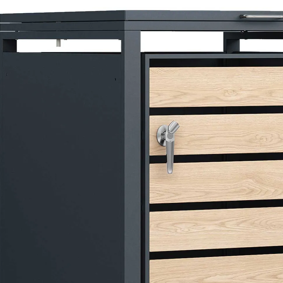 Moderne Mülltonnenbox in Holzoptik - Ecdo