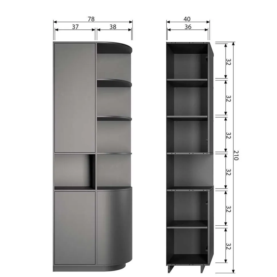 Moderne Schrankwand in Schwarz - Niwidus (fünfteilig)