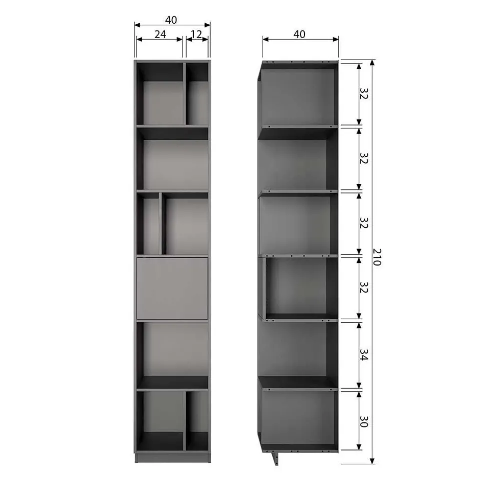 Moderne Schrankwand in Schwarz - Niwidus (fünfteilig)