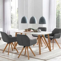 Moderne Tischgruppe mit Armlehnstühlen - Glamoure (fünfteilig)