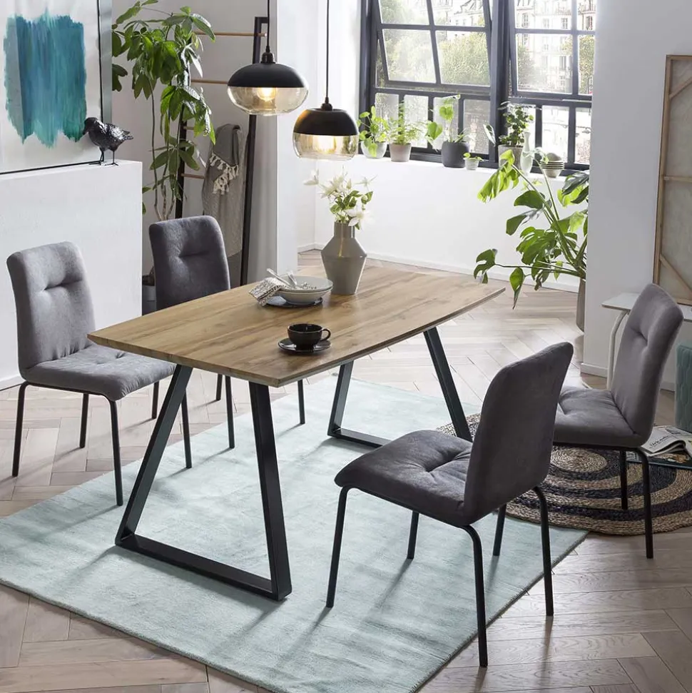 Moderne Tischgruppe mit vier Stühlen - Rubina (fünfteilig)