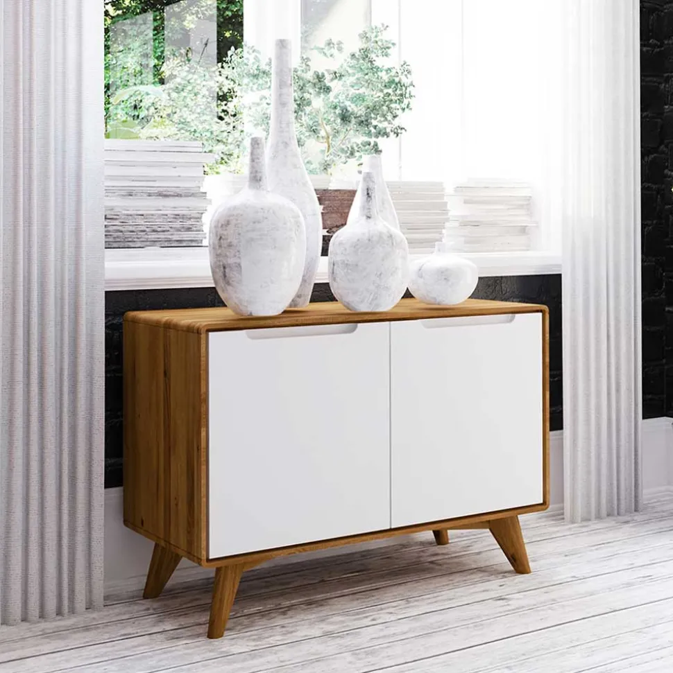 Moderne 2-türige Kommode in Weiß & Wildeiche - Diesta