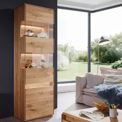 Moderne Wildeiche Vitrine 63x207x43 cm - Acmida