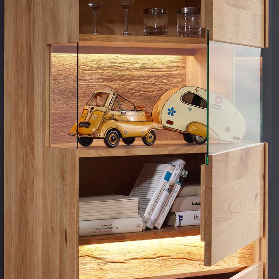 Moderne Wildeiche Vitrine 63x207x43 cm - Acmida