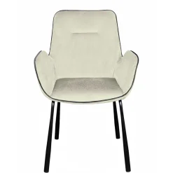 Moderner Armlehnenstuhl in Creme Samtstoff - Trocios