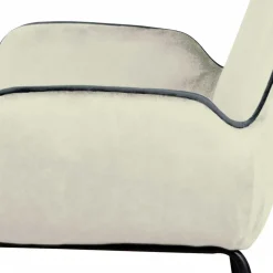 Moderner Armlehnenstuhl in Creme Samtstoff - Trocios