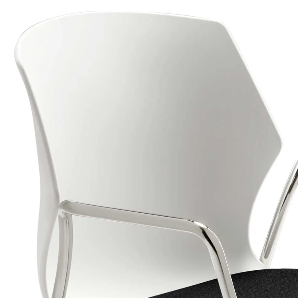 Moderner Armlehnstuhl in Weiß & Schwarz & Chrom - Plataya
