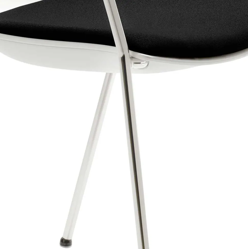 Moderner Armlehnstuhl in Weiß & Schwarz & Chrom - Plataya