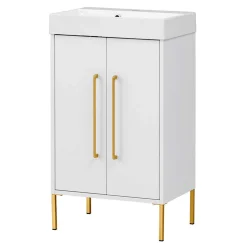 Moderner Bad Waschplatz in Weiß & Gold - Nuszaleva