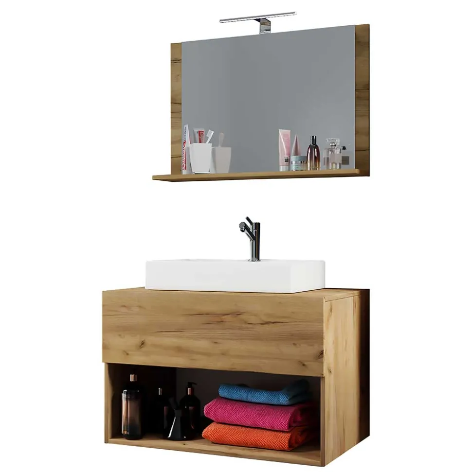 Moderner Bad Waschplatz im Holz Look - Toulon (zweiteilig)