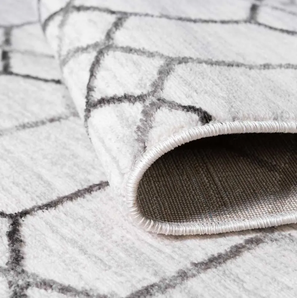 Moderner Designteppich in Creme und Grau - Mesmaria