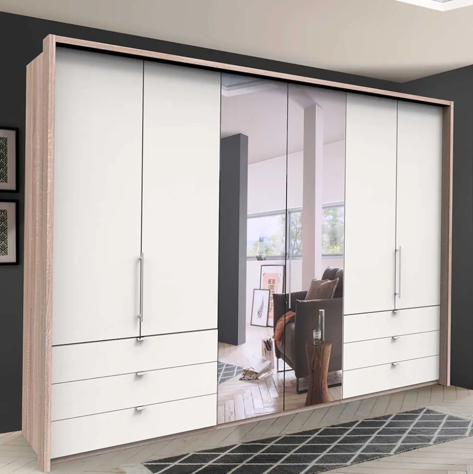 Moderner Falttüren-Kleiderschrank mit Spiegel - Vaclyn