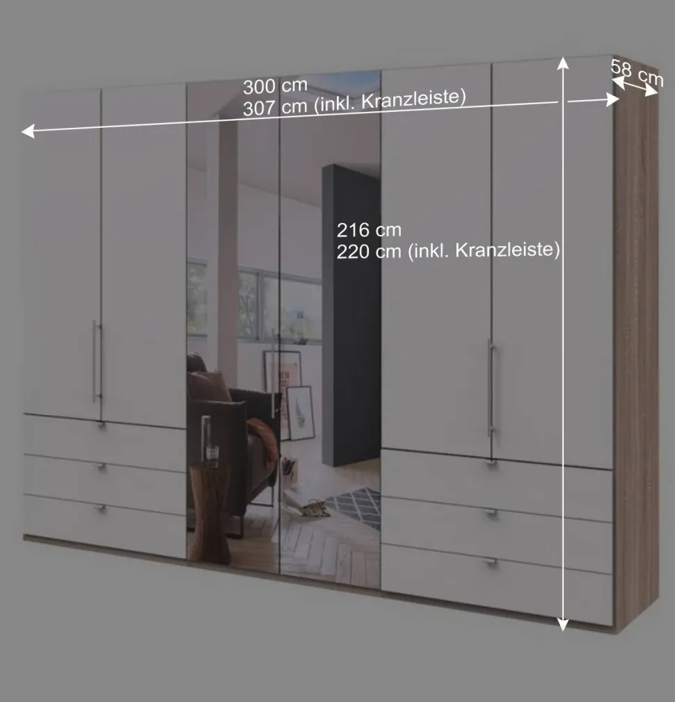 Moderner Falttüren-Kleiderschrank mit Spiegel - Vaclyn
