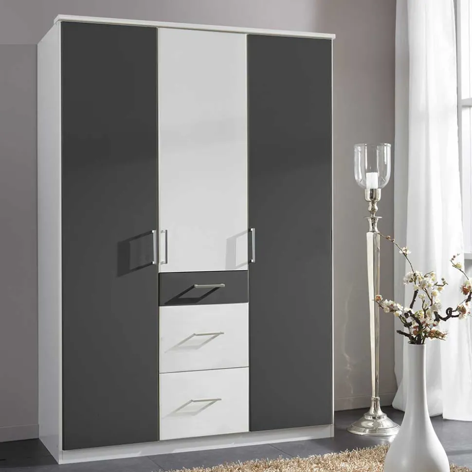 Moderner Kleiderschrank in Weiß mit Dunkelgrau - Vanila