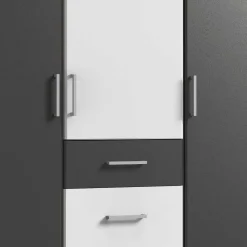 Moderner Kleiderschrank in Weiß mit Dunkelgrau - Vanila