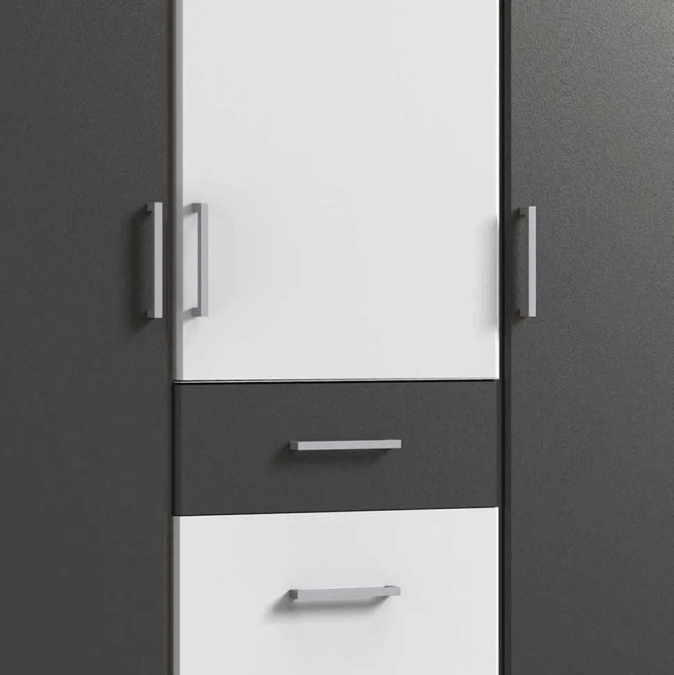 Moderner Kleiderschrank in Weiß mit Dunkelgrau - Vanila