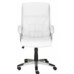 Moderner Kunstleder Chefsessel in Weiß & Chrom - Shiraz