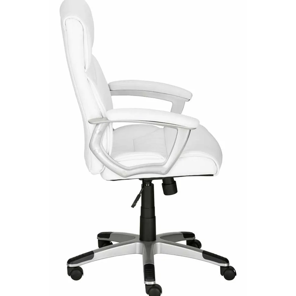 Moderner Kunstleder Chefsessel in Weiß & Chrom - Shiraz