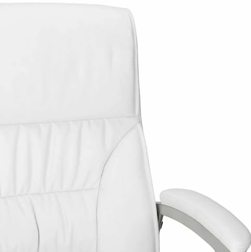 Moderner Kunstleder Chefsessel in Weiß & Chrom - Shiraz