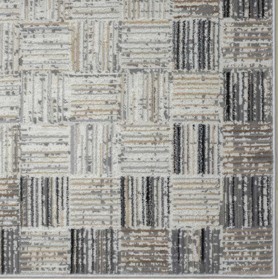 Moderner Kurzflor Teppich mit geketteltem Rand - Bihar