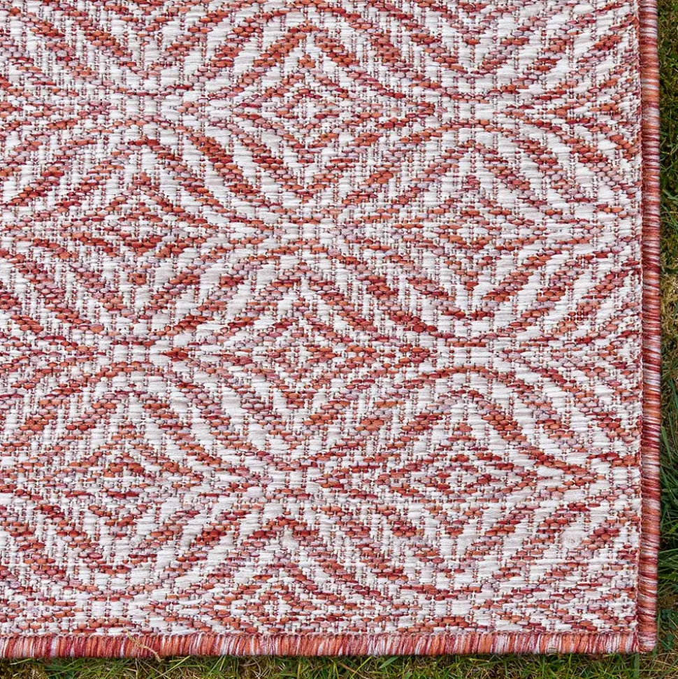 Moderner Outdoor Teppich in Rost & Creme - Ranieros
