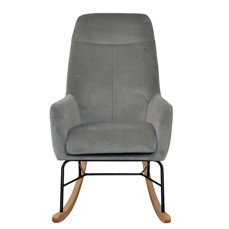 Moderner Schaukelstuhl aus Samt in Grau - Cenka