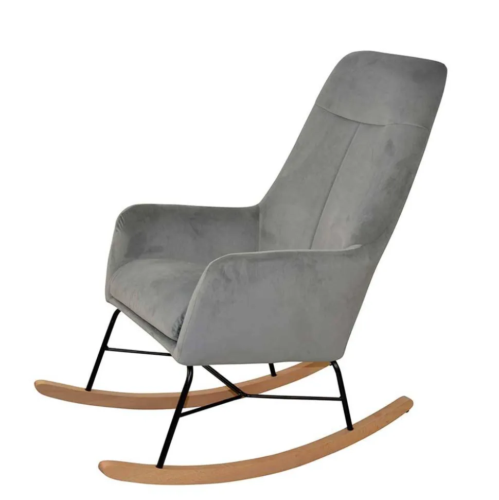 Moderner Schaukelstuhl aus Samt in Grau - Cenka