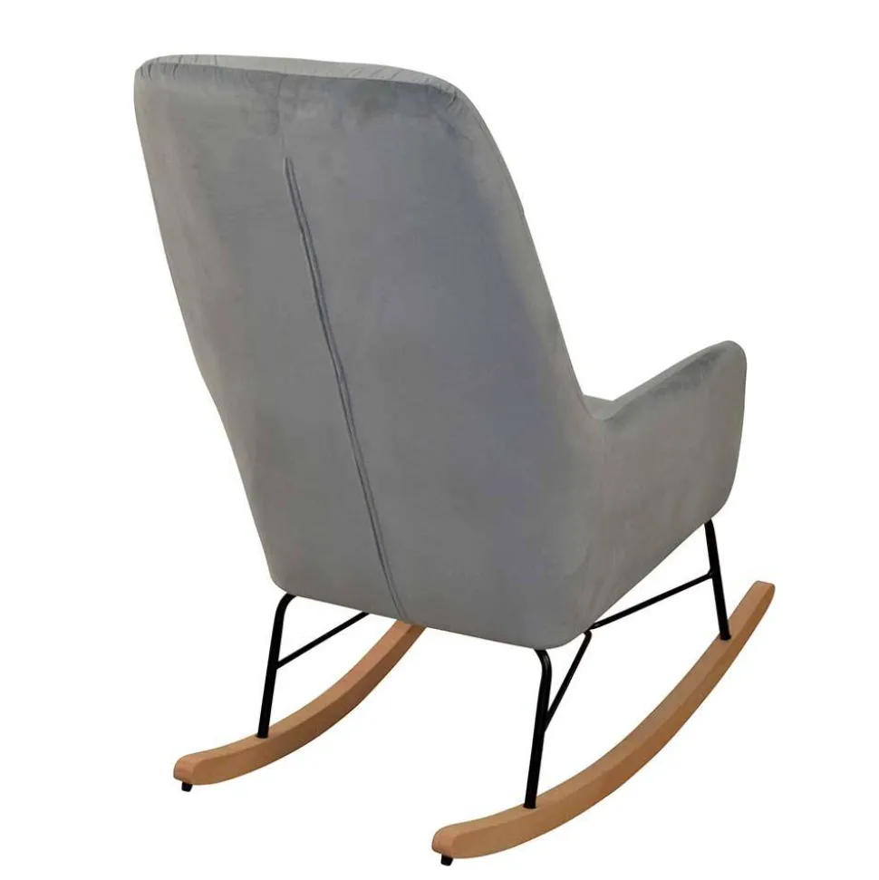 Moderner Schaukelstuhl aus Samt in Grau - Cenka