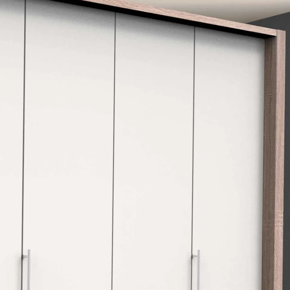 Moderner Schlafzimmerschrank in Weiß & Eiche sägerau - Vaclyn