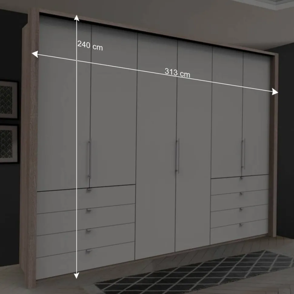 Moderner Schlafzimmerschrank in Weiß & Eiche sägerau - Vaclyn