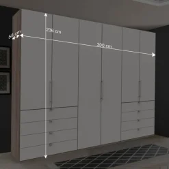 Moderner Schlafzimmerschrank in Weiß & Eiche sägerau - Vaclyn