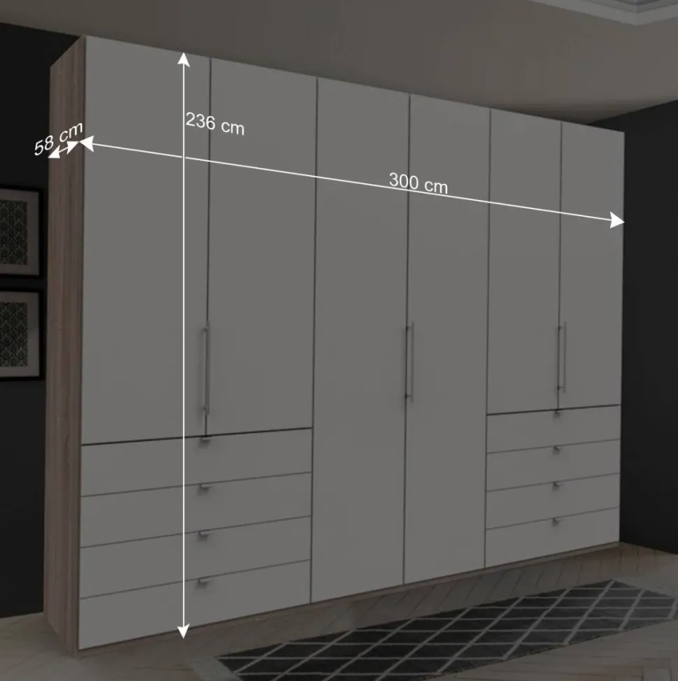 Moderner Schlafzimmerschrank in Weiß & Eiche sägerau - Vaclyn
