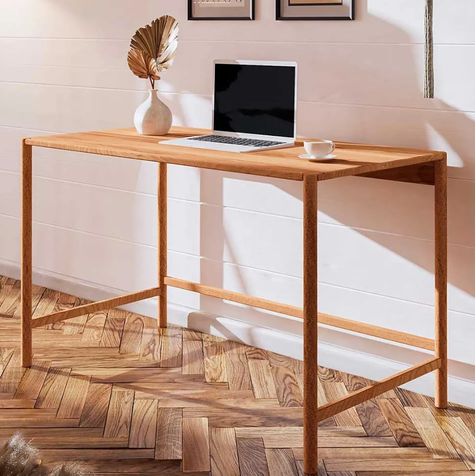 Moderner Schreibtisch aus Wildbuche massiv - Indrya