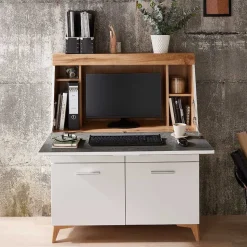 Moderner Sekretär in Weiß & Eiche Optik - Bistrita