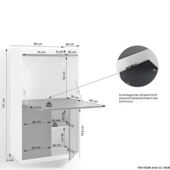 Moderner Sekretär in Weiß und Anthrazit - Exotica