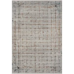 Moderner Teppich in Hellgrau & Terracotta - Ropez